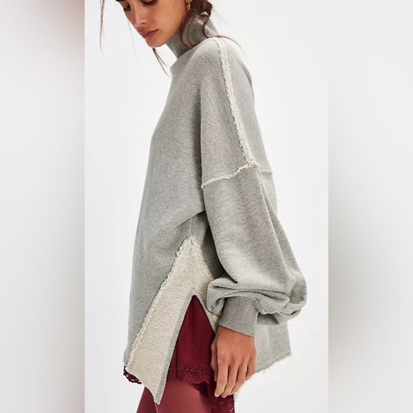 NWT Free People We the Free S Wonderful Pullover in Grey Heather New Tunic $128 - Picture 4 of 7